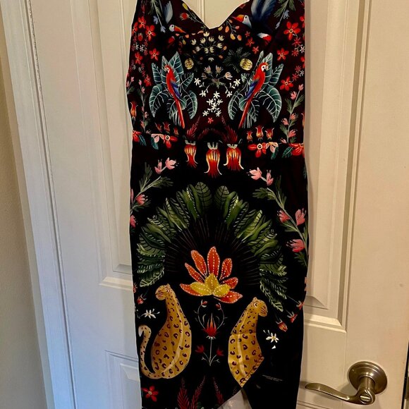 NEW Averie Small Poly Dress Vibrant Pattern Sleeveless w Slit - Picture 1 of 13